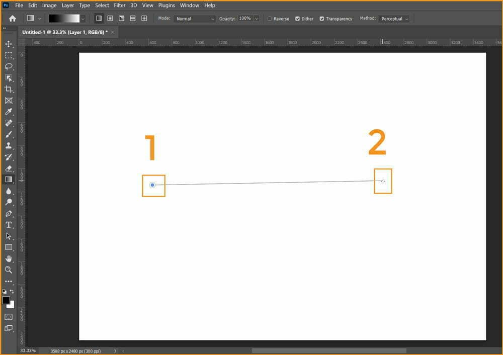 Drawing Gradient line by Gradient Tool in photoshop