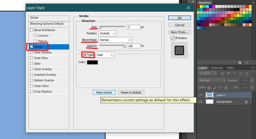 layer style dialog box in photoshop