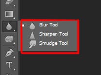 blur tool | sharpen tool | smudge tool