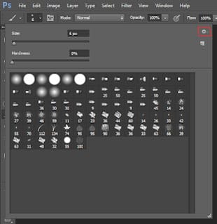 settings in brush panel in photoshop