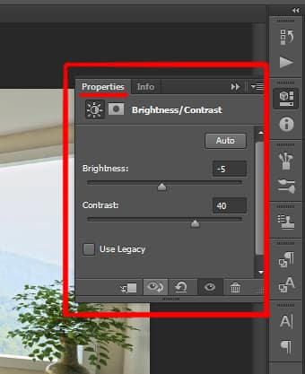 properties panel under window menu in photoshop