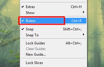 rulers option under view menu in photoshop