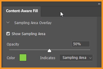 Sampling Area Overlay in Content-Aware Fill Panel
