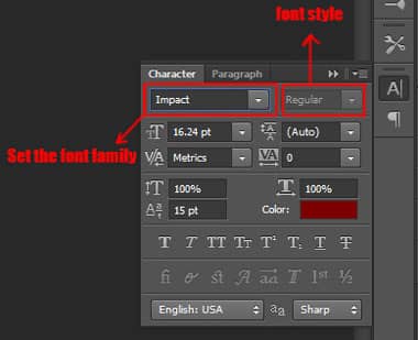 character panel in photoshop