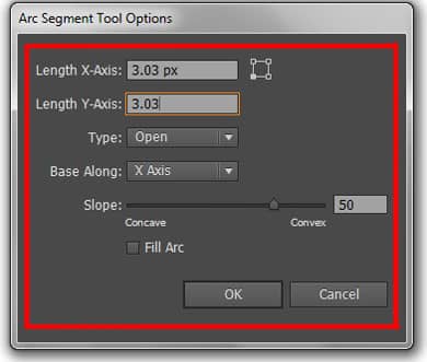 arc tool options in illustrator
