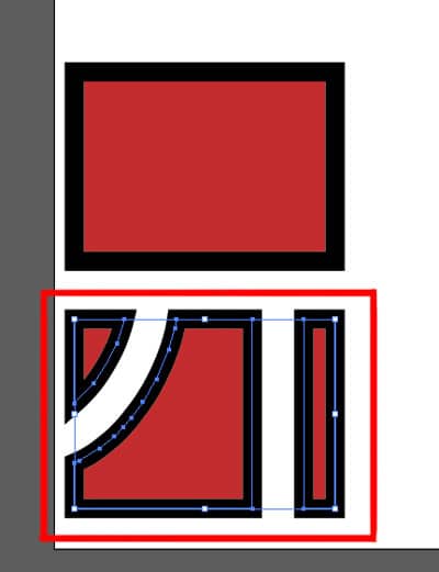 eraser tool used on a rectangle shape in illustrator