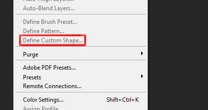 define custom shape... option under edit menu in photoshop