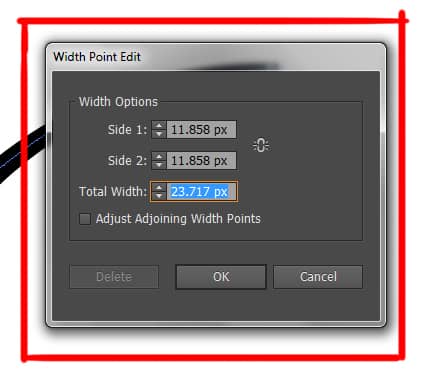 width point edit dialog box in illustrator