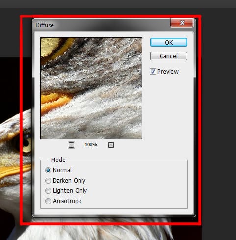 diffuse dialog box in photoshop