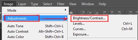 brightness/ contrast... option in adjustments under image menu in photoshop
