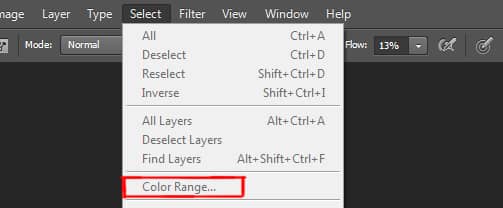 color range option under select menu in photoshop