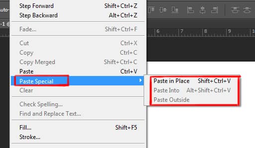 paste special option under edit menu in photoshop