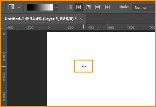 Cursor with Gradient Tool in photoshop