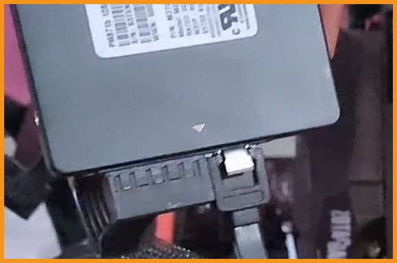 after connecting wires to SSD to motherboard and power supply unit