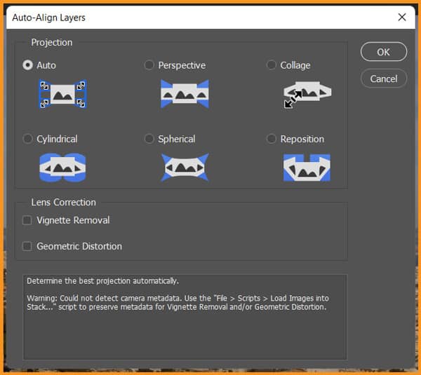 Auto-Align Layers dialog box