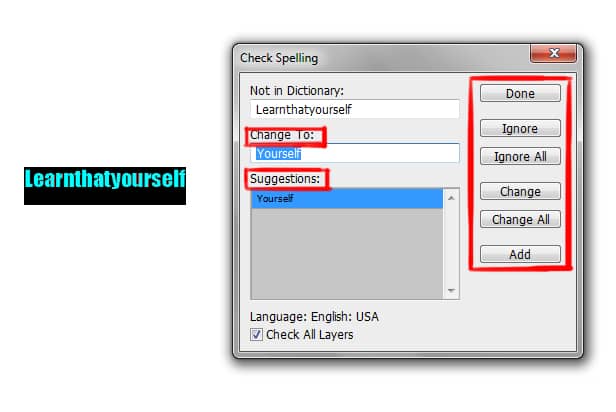check spelling dialog box in photoshop