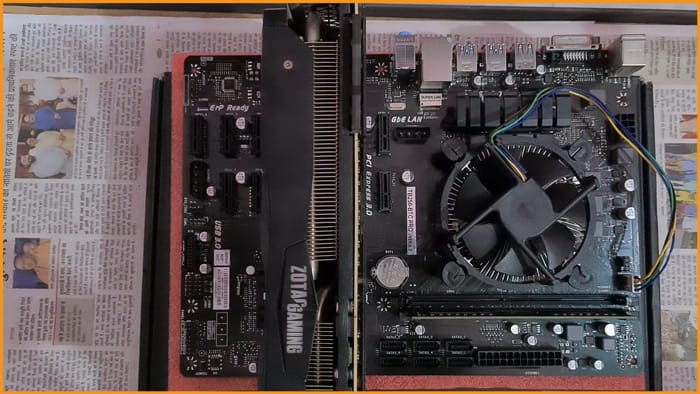 RTX 2070 super placed in the motherboard of mining rig
