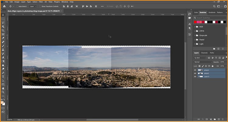 result after auto-align layers in photoshop