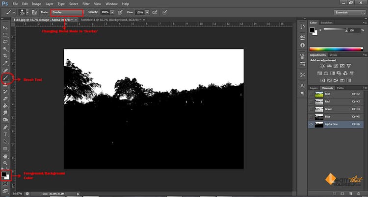 blend mode, brush tool and foreground & background color in photoshop