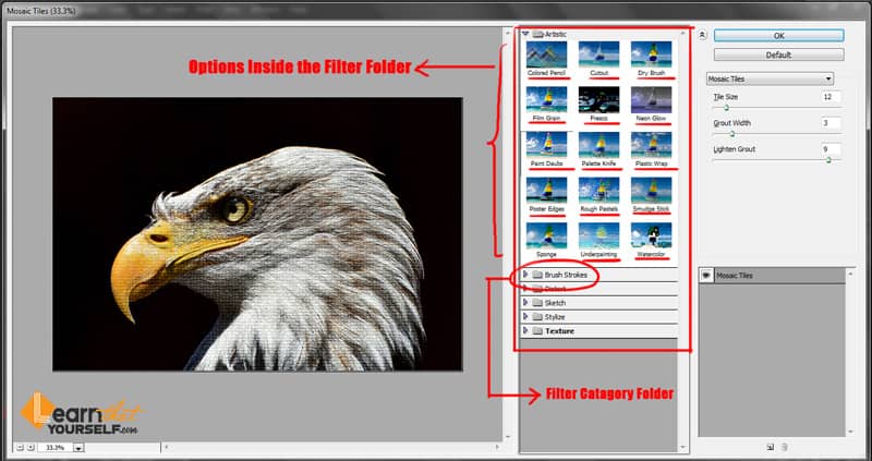 filter gallery option under filter menu in photoshop