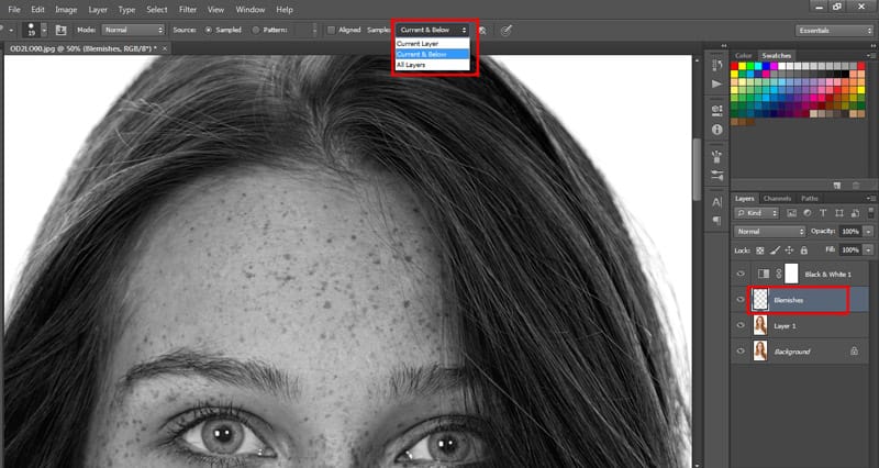 sample options in photoshop
