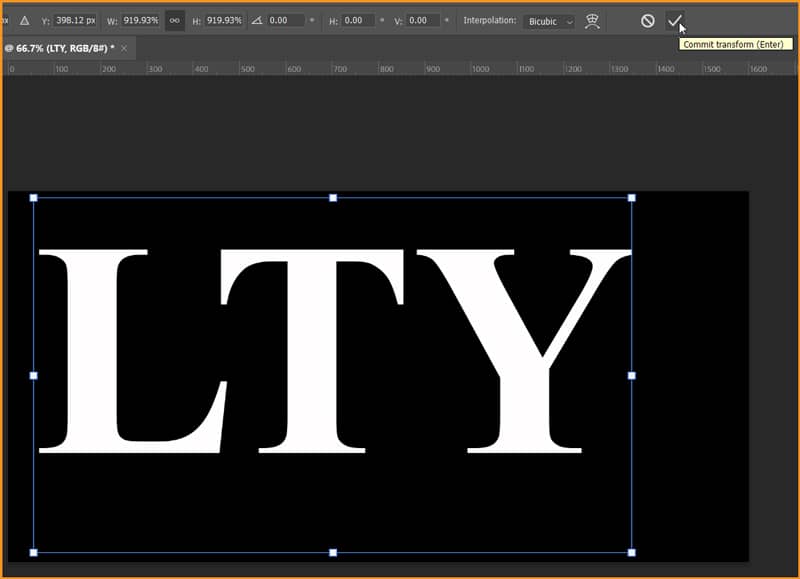 Scaling up text in photoshop