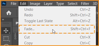 Fade command in Edit menu in Photoshop