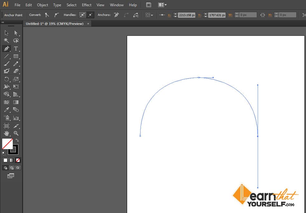 semi circular path created using pen tool in illustrator
