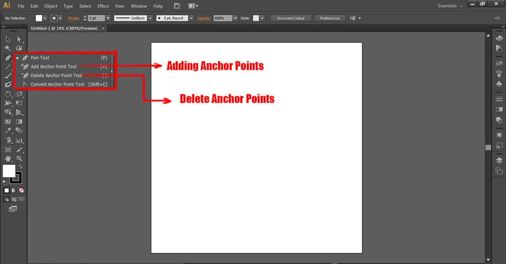 Add or Delete Anchor Point using Pen tool in illustrator